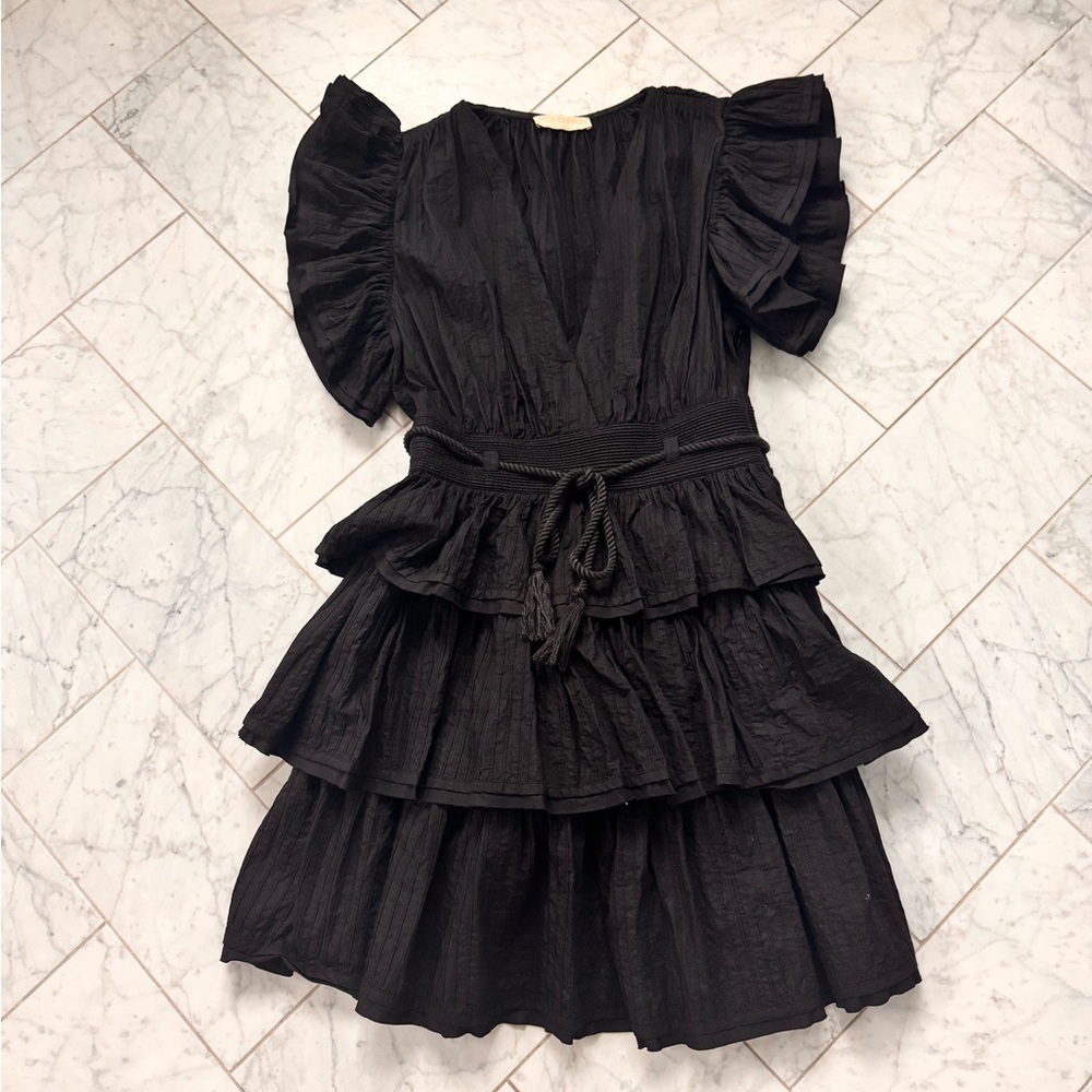 Ulla Johnson Black Tiered Mini Dress